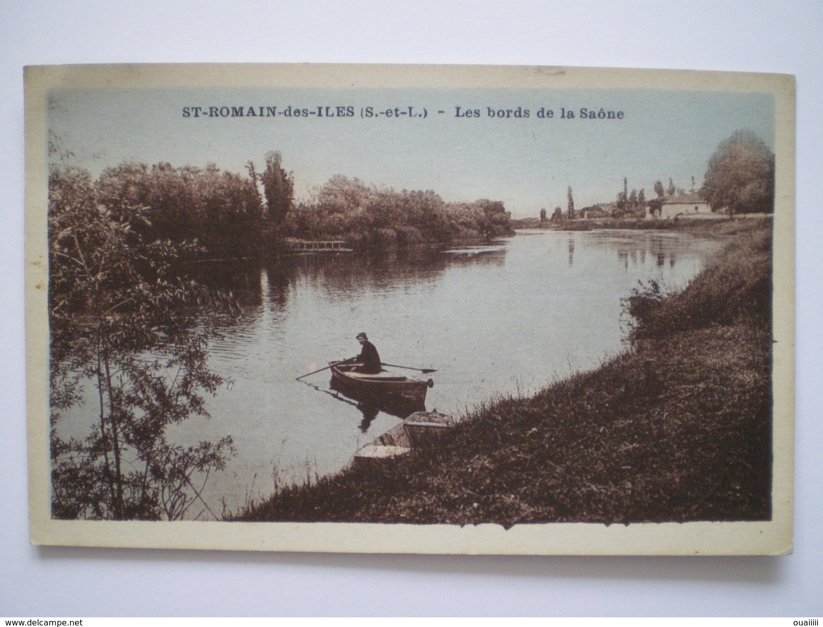 Cpa, Belle Vue Animée, Saône Et Loire, Saint Romain Des Iles, Les Bords De La Saône - Autres & Non Classés