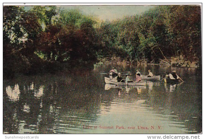 New York Utica Canoeing On Lake At Summit Park - Utica
