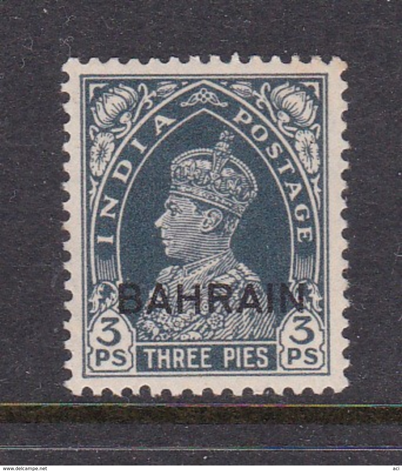 Bahrain Scott 20 ,1938-41, King George VI 3p Slate MNH - Bahrein (1965-...)