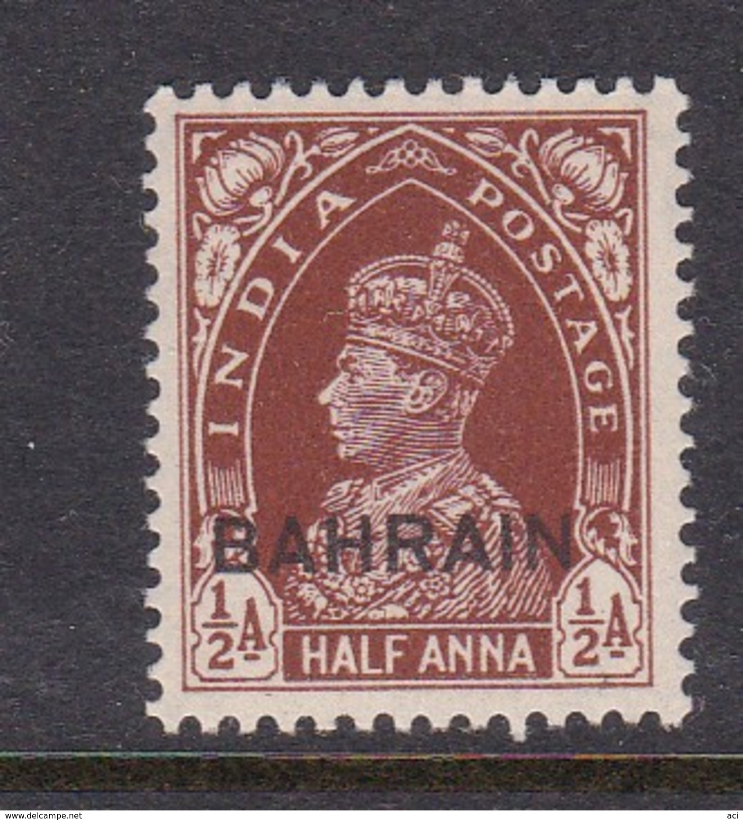 Bahrain Scott 21 ,1938-41, King George VI Half Anna Brown, MNH - Bahrain (1965-...)