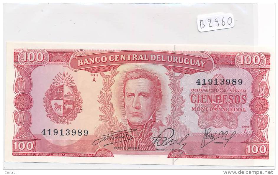 Billets -B2960-Uruguay -100 Pesos (type, Nature, Valeur, état... Voir  Double Scans)-Envoi Gratuit - Uruguay