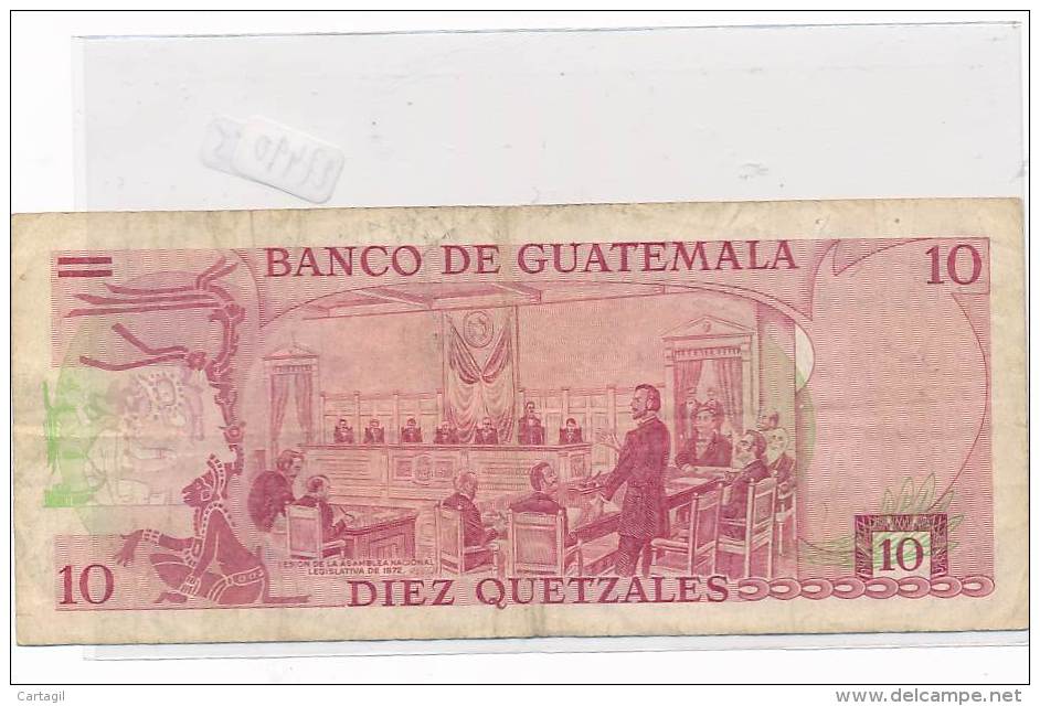 Billets -B2955 - Guatémala -10 Quetzales 1983 (type, Nature, Valeur, état... Voir  Double Scans)-Envoi Gratuit - Guatemala