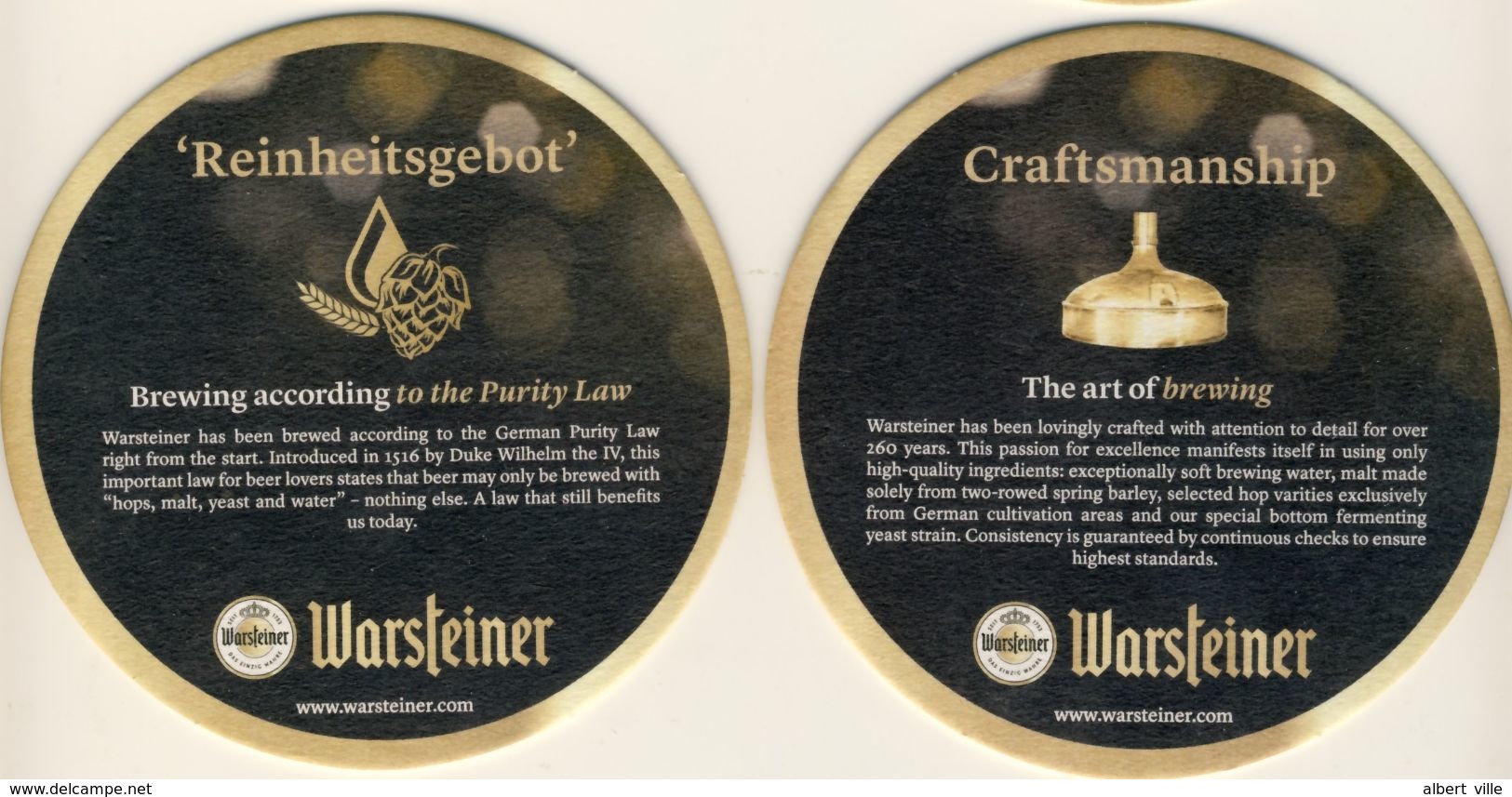 7 Superbes Sous Bocks, Bierdeckel, Coaster, Beer Mate WARSTEINER Reinheitsgebot, Craftmanship, Quality, Art, Enjoyement - Beer Mats