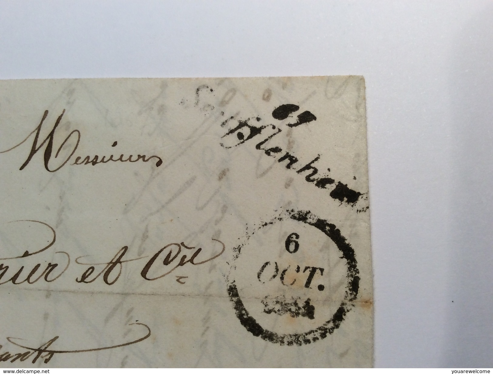 France PC 2931 + Cursive 67 SOUFFLENHEIM RR ! (67 Bas Rhin) Yv. 14 Lettre 1854 > Sarreguemines, Moselle (Brief Cover - 1849-1876: Klassik