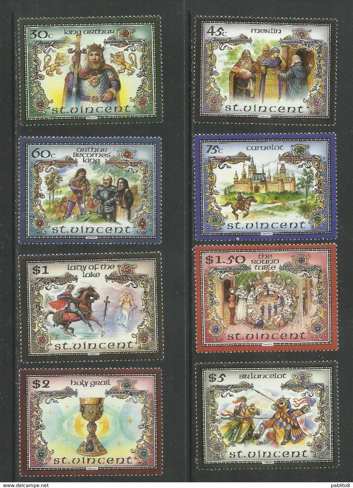 ST. VINCENT 1986 KING ARTHUR AND ROUND TABLE RE ARTU' E LA TAVOLA ROTONDA COMPLETE SET SERIE COMPLETE MNH - St.Vincent (...-1979)