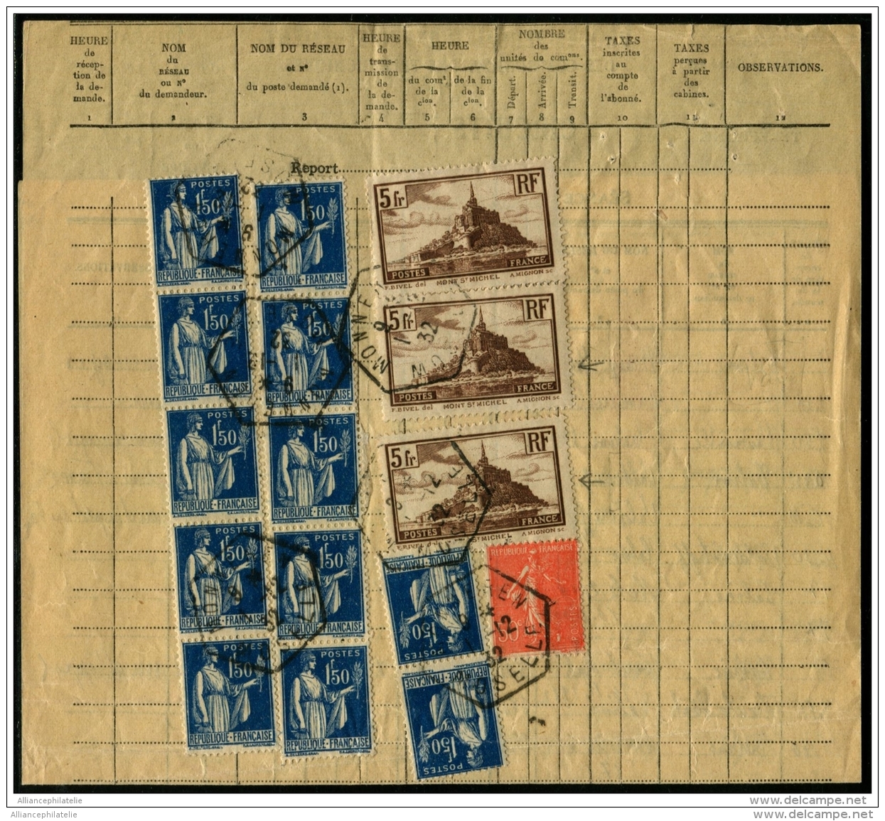 Lot N°8579 PROCES-VERBAL D'ENREGISTREMENT DES COMMUNICATIONS TELEPHONIQUES - Doc Impr Compl Manuscrit - Acquittées Avec  - Historische Documenten