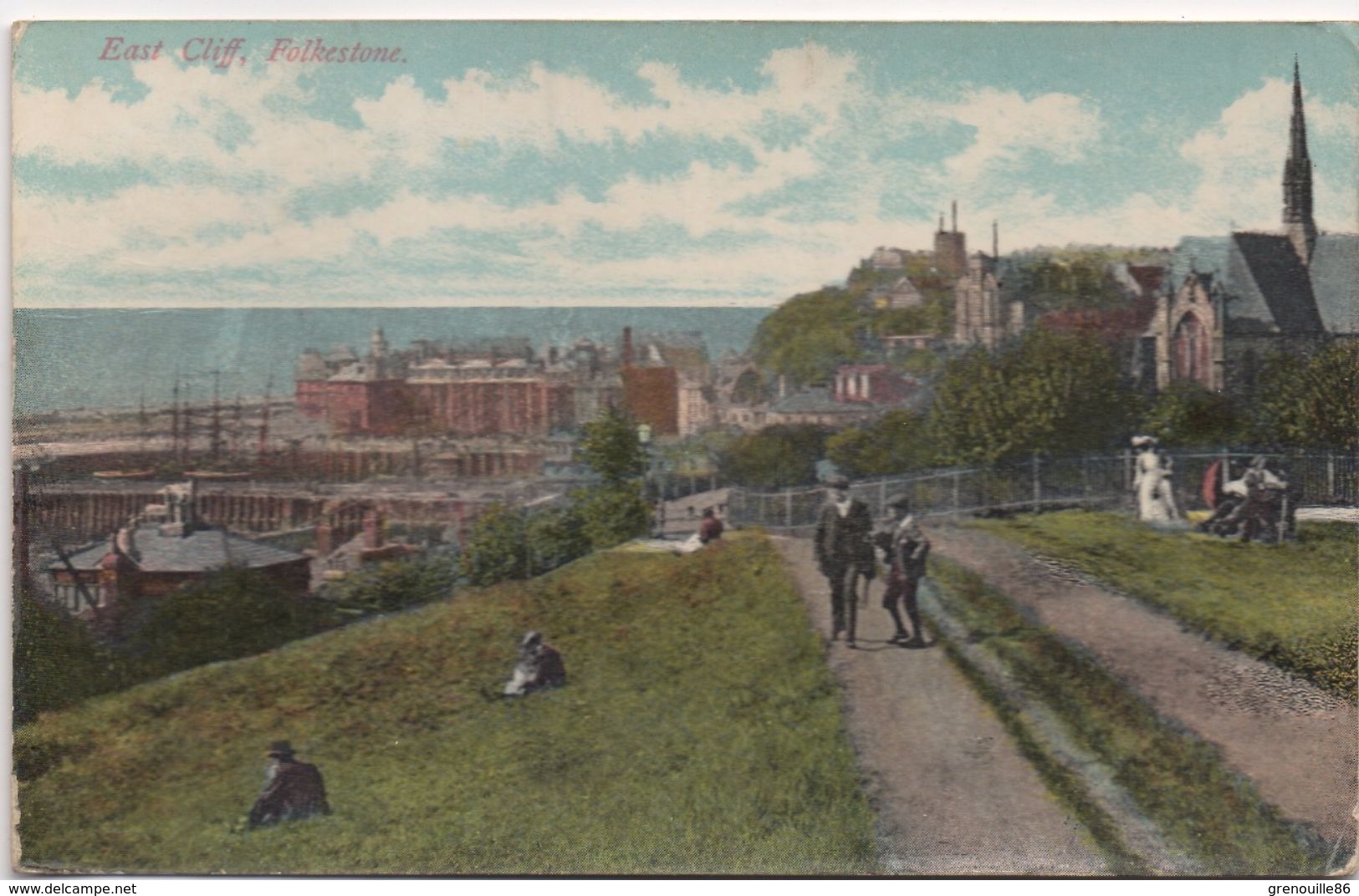 CPA ANGLETERRE FOLKESTONE  East Cliff - La Falaise à L'est 1908 - Folkestone