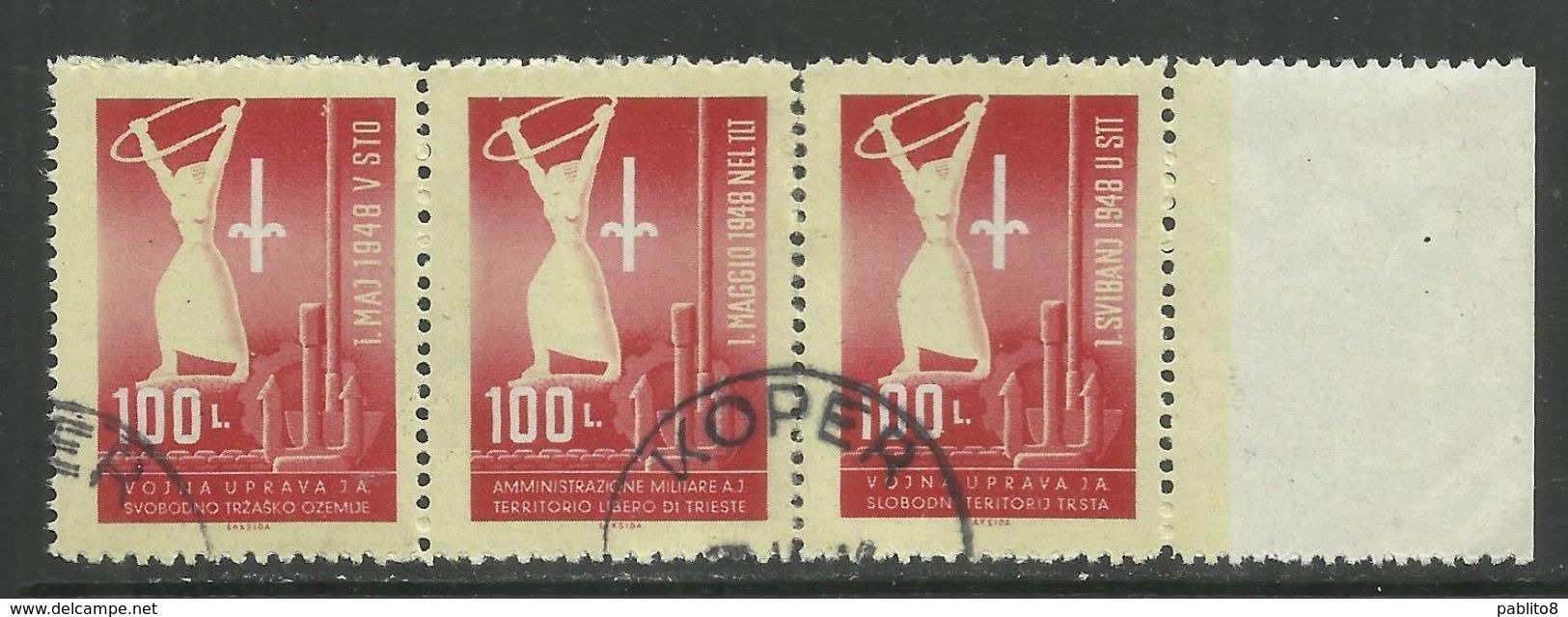 TRIESTE B 1948 FRANCOBOLLI DI YUGOSLAVIA SOPRASTAMPATI 1° MAGGIO 1th MAY SERIE COMPLETA JUGOSLAVIA OVERPRINT USATO USED - Mint/hinged