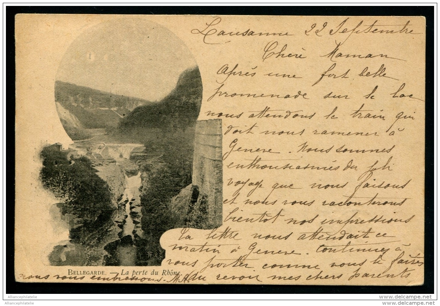 Lot N°9433 SUISSE - CARTE POSTALE - Postée En Suisse Avec Un Timbre Français 10c Rouge Refusé Et Taxée Comme Non Affr. 2 - Other & Unclassified