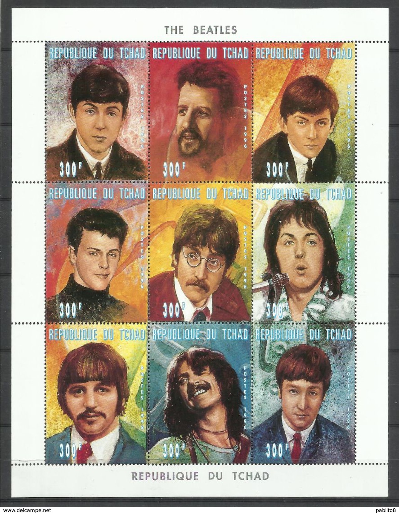 TCHAD CIAD CHAD 1996 THE BEATLES SHEET FOGLIETTO MNH - Ciad (1960-...)