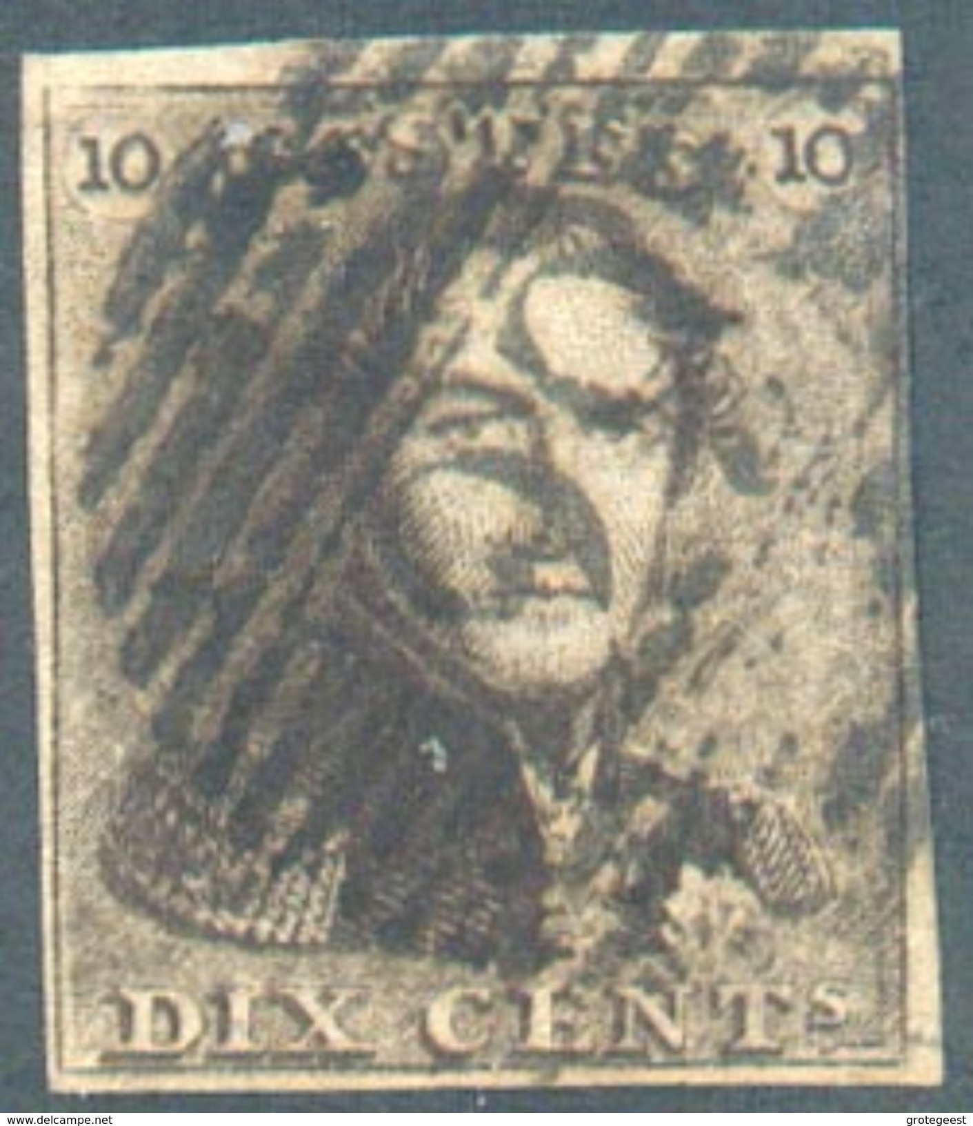 N°1 - Epaulette 10 Centimes Brune, TB Margée, Obl. P.29 COURTRAY .  TB  - 12308A  VL1099 - 1849 Epauletten