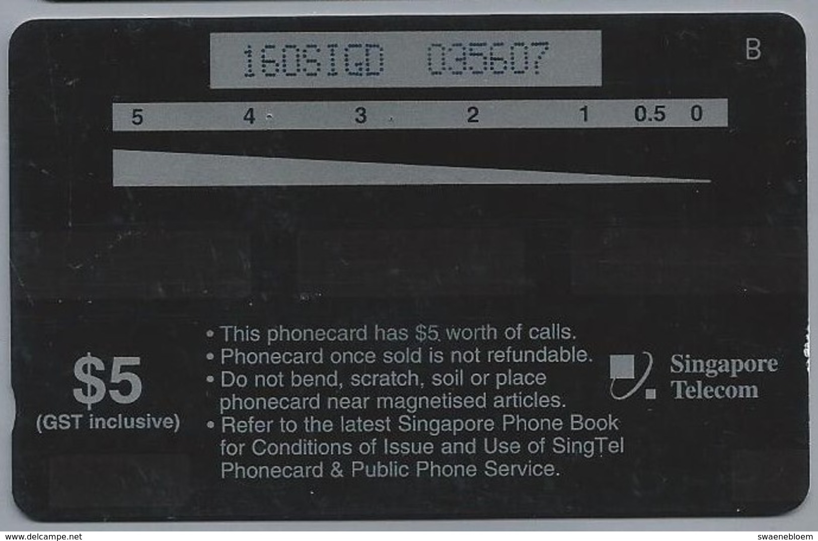 SG.- SINGAPORE TELECOM. $ 5. - 160SIGD -. 2 Scans. - Singapore