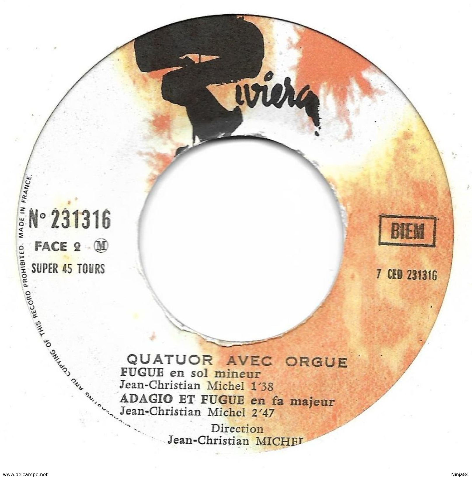 EP 45 RPM (7")  Jean-Christian Michel  "  Quatuor Avec Orgue Aranjuez  " - Classica