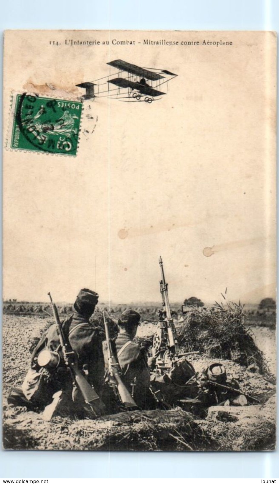 Militaire - L Infanterie Au Combat - Mitrailleuse Contre Aéroplane - Manovre