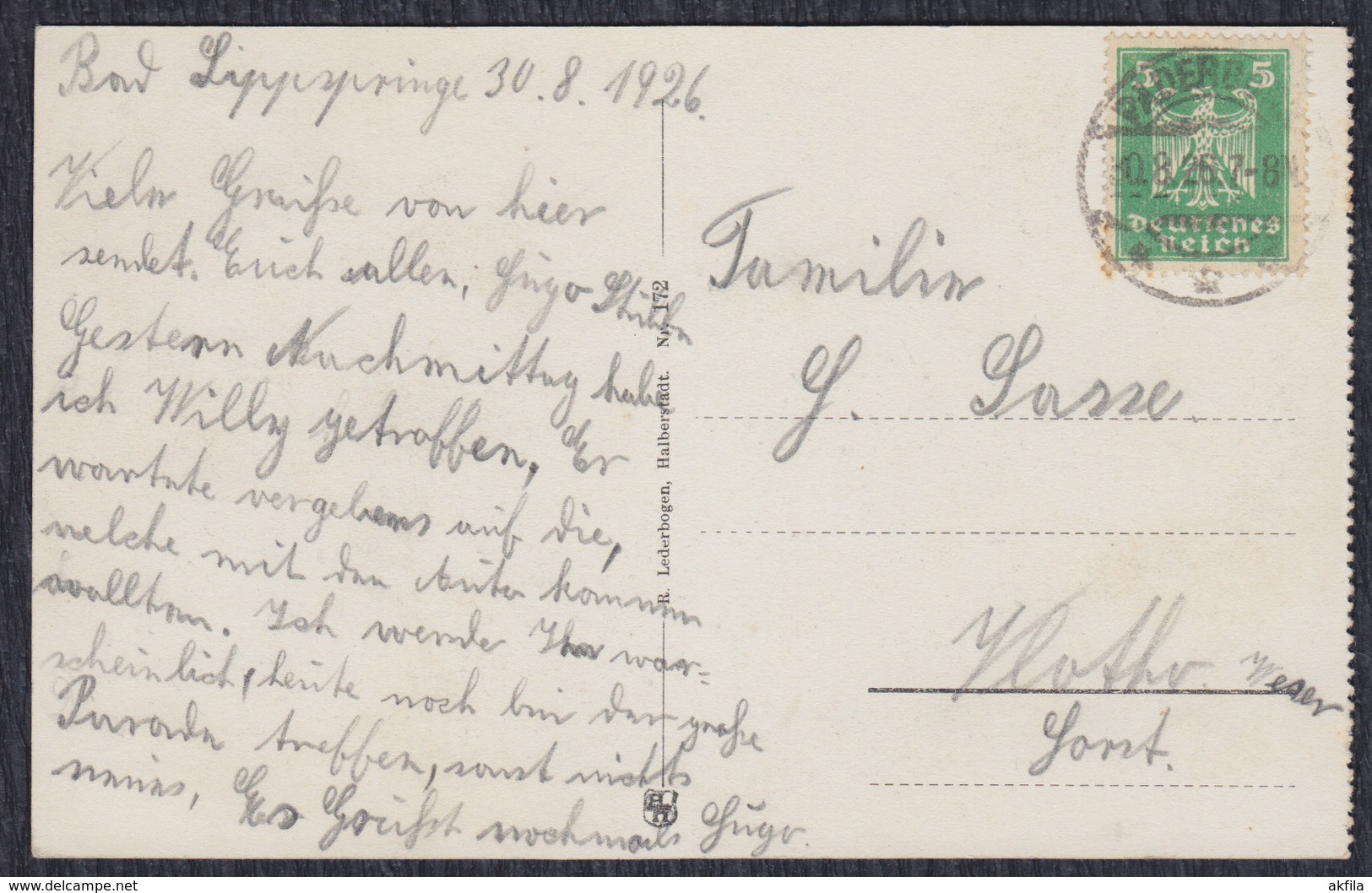 Germany 1926 Bad Lippspringe, Postcard - Bad Lippspringe