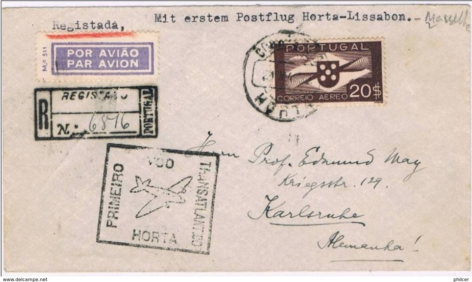 Portugal, 21-05-1939, Horta-Alemanha - Usati