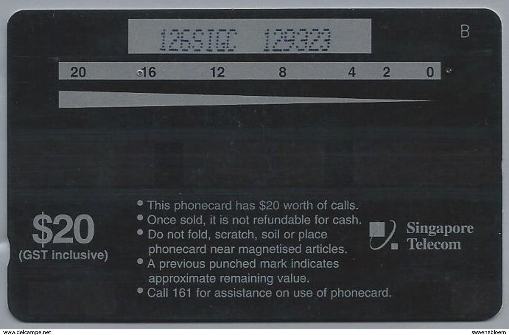 SG.- SINGAPORE TELECOM. $ 20. - Butterfly.- 126SIGC -. 2 Scans. - Bloemen