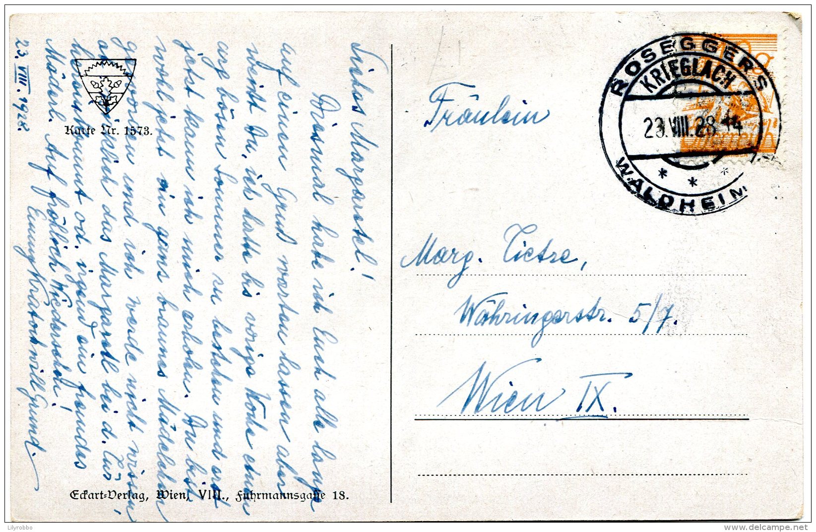 AUSTRIA - Aartcard - KRIEGLACH - Superb  1928 Roseggers Krieglach Postmark - Krieglach