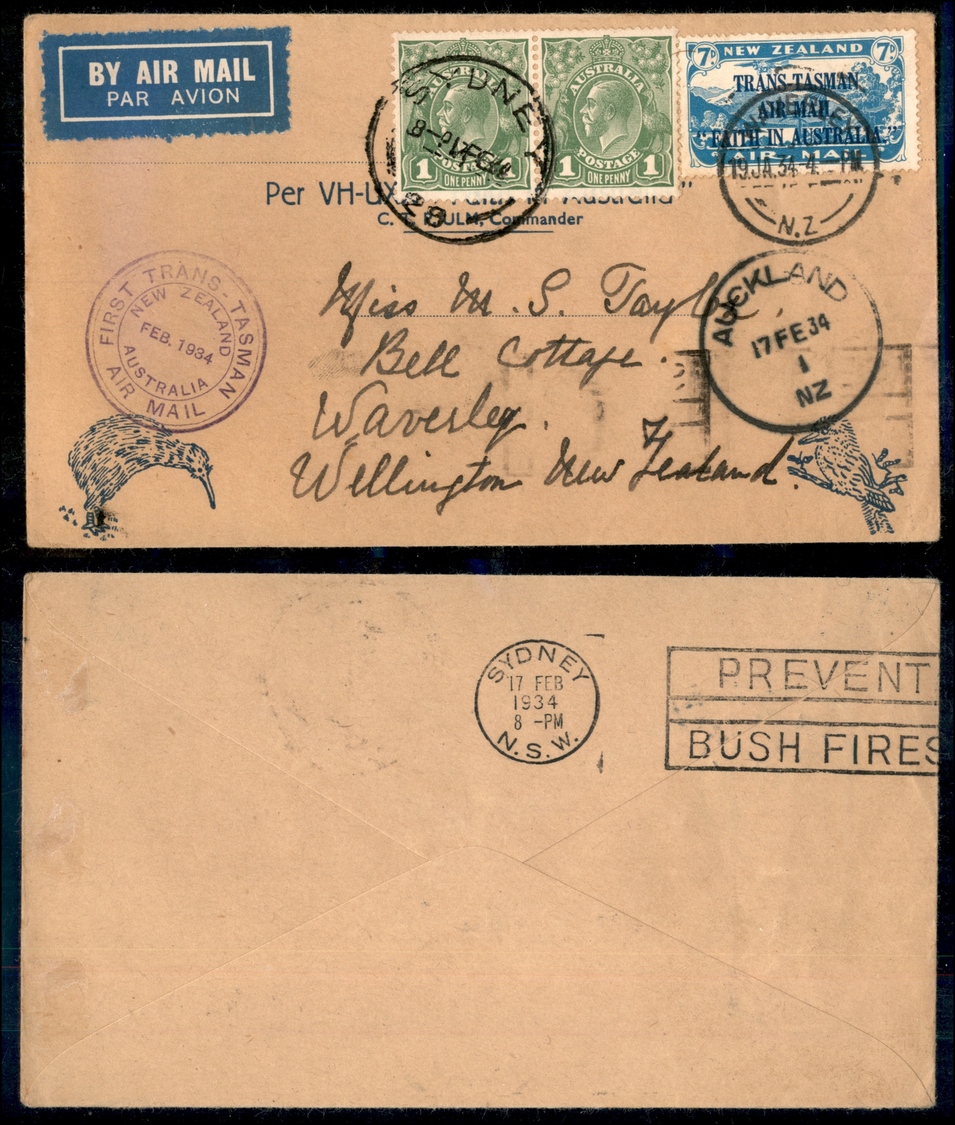 0018 AUSTRALIA - 1934 – Aerogramma Da Waverley A Sydney – First Trans Tasman Air Mail - Autres & Non Classés