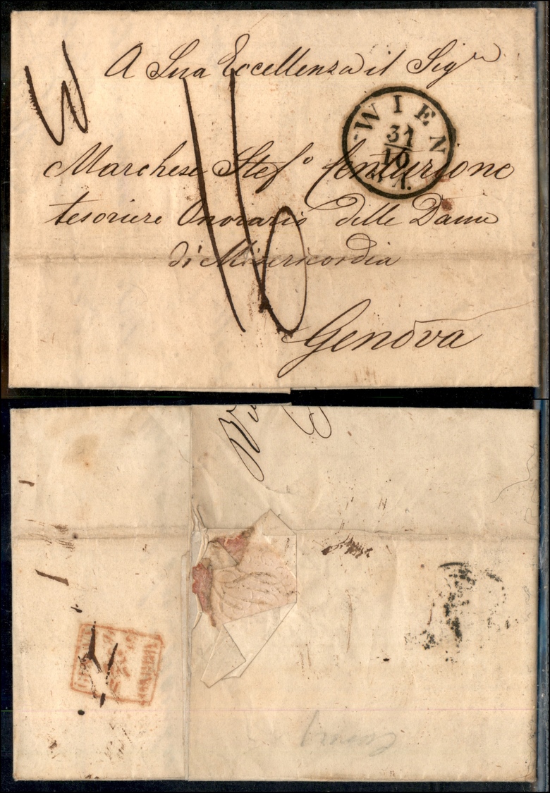 0027 AUSTRIA - Vienna 31.10.1853 – Lettera Per Genova – Tassata - Otros & Sin Clasificación