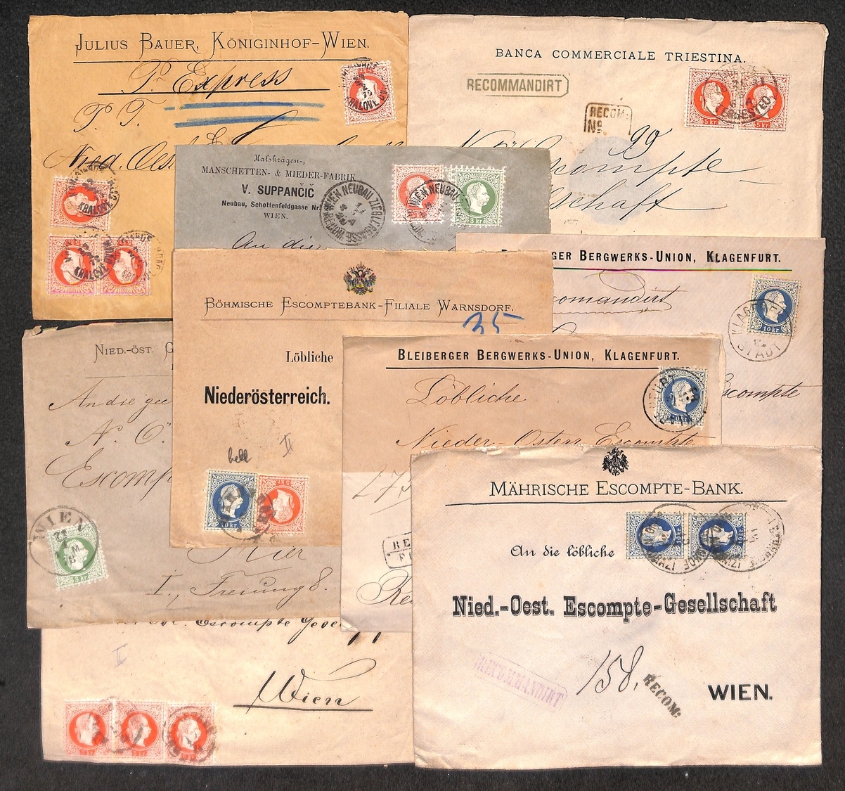 0039 AUSTRIA - 1877/1881 – 9 Buste Con Alcune Raccomandate Del Periodo – Interessante - Da Esaminare - Otros & Sin Clasificación