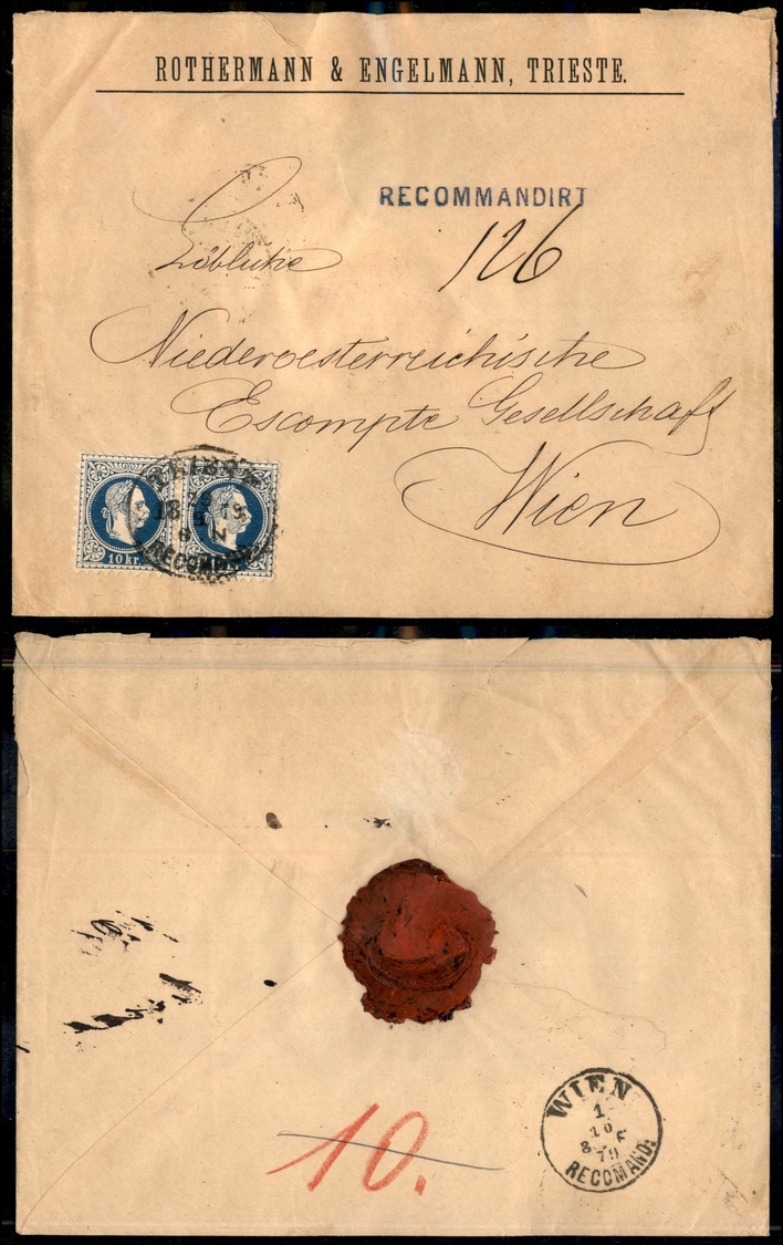 0042 AUSTRIA - Raccomandata Da Trieste A Vienna Del 29.9.79 – Coppia Del 10 Kreuzer (Unif. 35/I) - Other & Unclassified