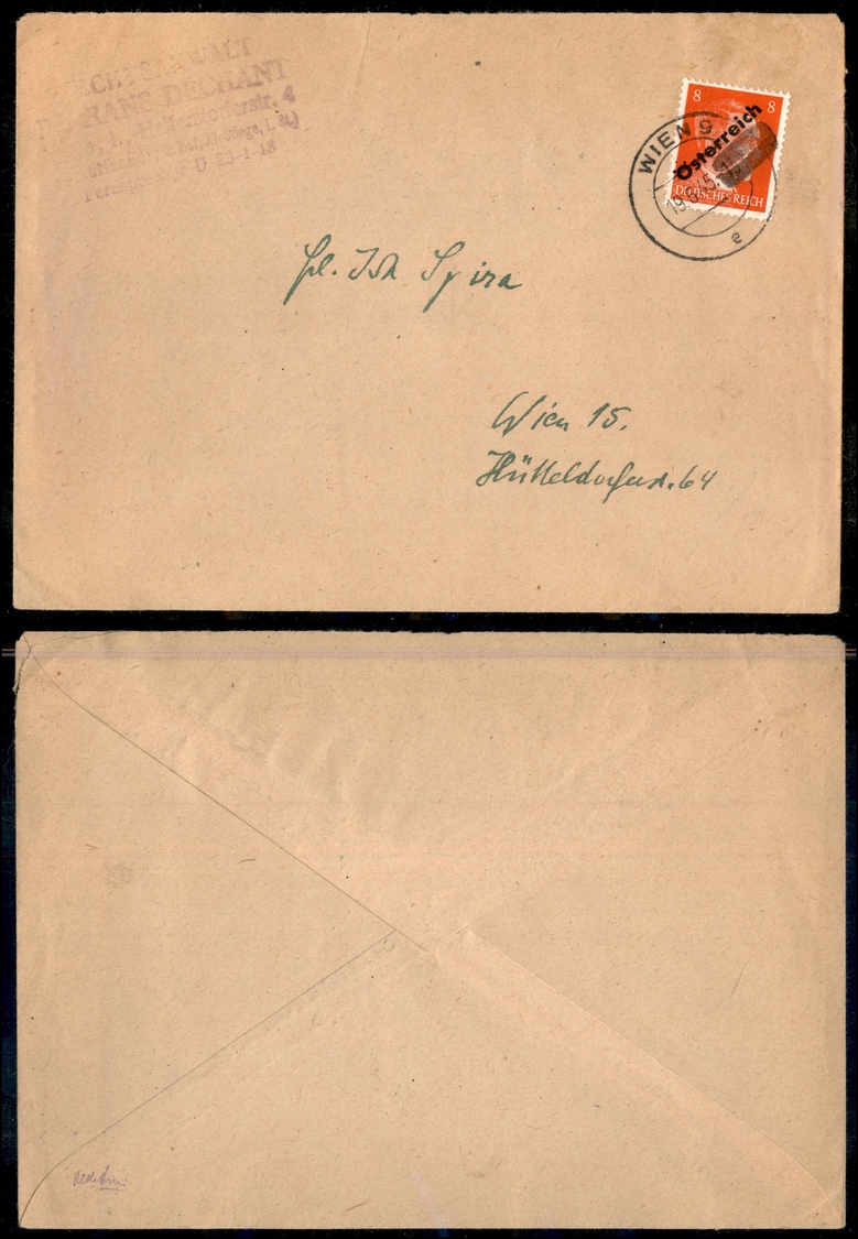 0059 AUSTRIA - Busta Affrancata Con 8 Cent Hitler Soprastampato Osterreich Con Effigie Coperta – Wien 19.6.45 - Otros & Sin Clasificación