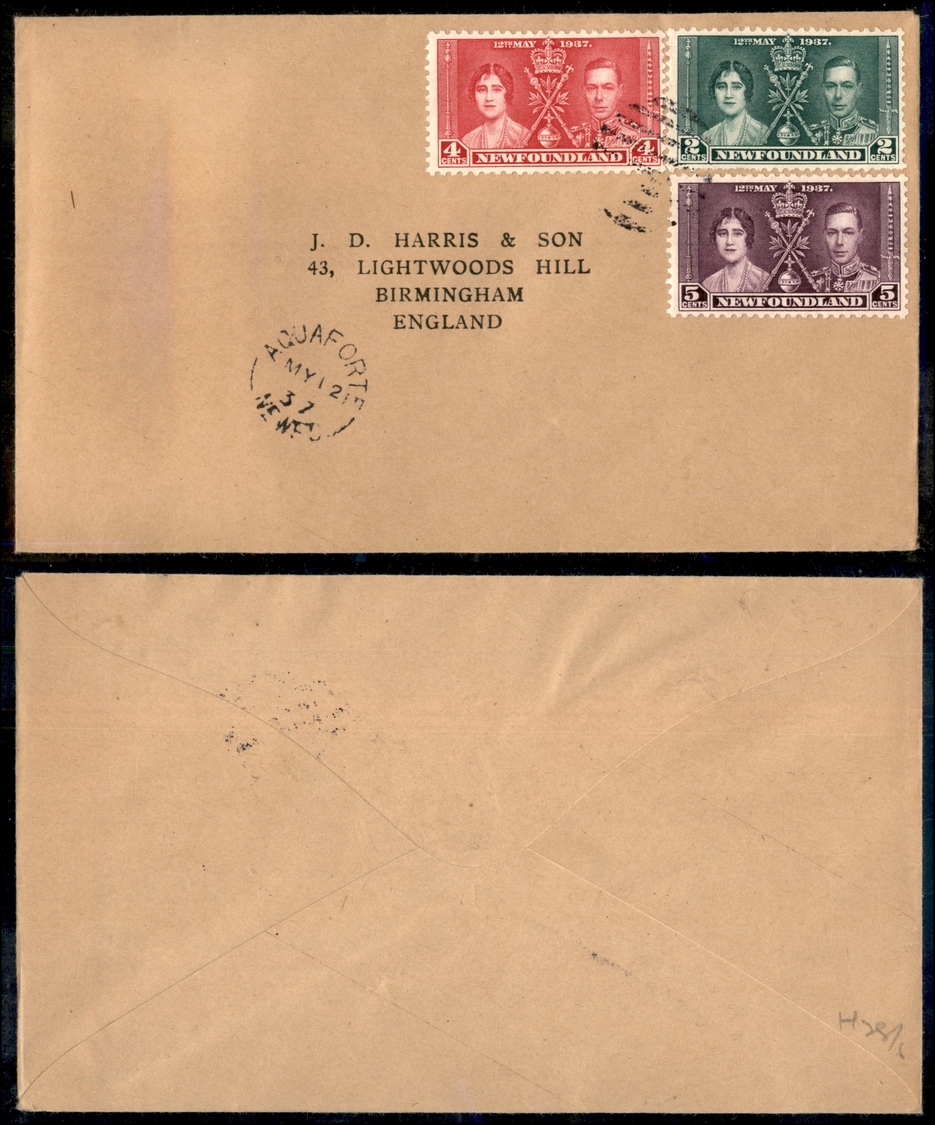 0190 COLONIE INGLESI - Newfounland - Nozze 1937 – Busta Da Aquaforte Del 12.5.37 - Otros & Sin Clasificación