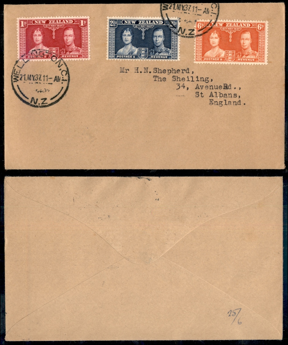 0191 COLONIE INGLESI - New Zeland - Nozze 1937 – Busta Da Wellington Del 21.5.37 - Otros & Sin Clasificación