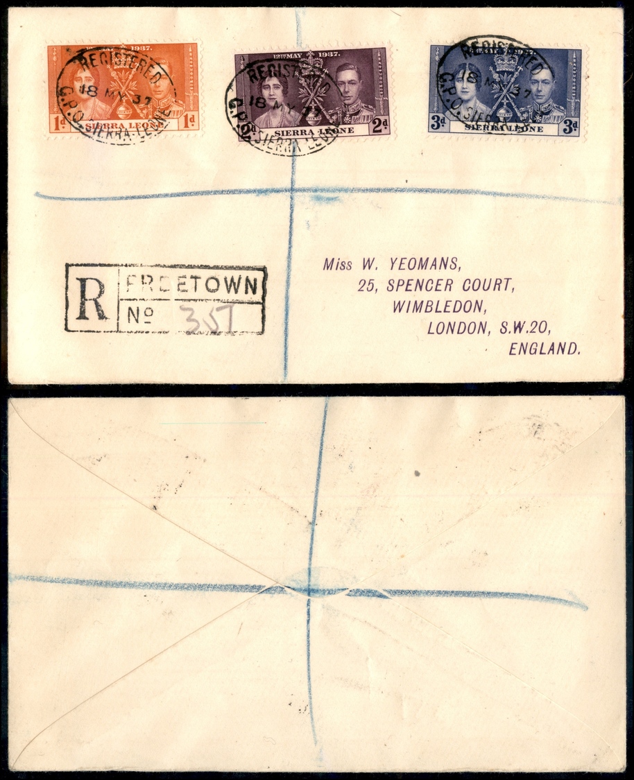 0198 COLONIE INGLESI - Sierra Leone - Nozze 1937 – Raccomandata Da Freetown Del 18.5.37 - Otros & Sin Clasificación
