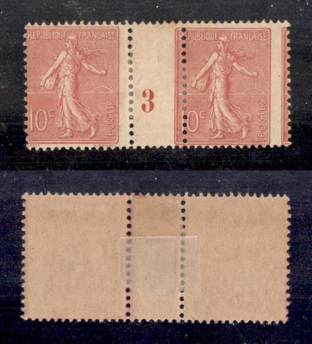 0271 FRANCIA - 1903 – Coppia 10 Cent (Unif. 129) Con Dentellatura Verticale Spostata Sull'interspazio E Numero Di Tavola - Otros & Sin Clasificación