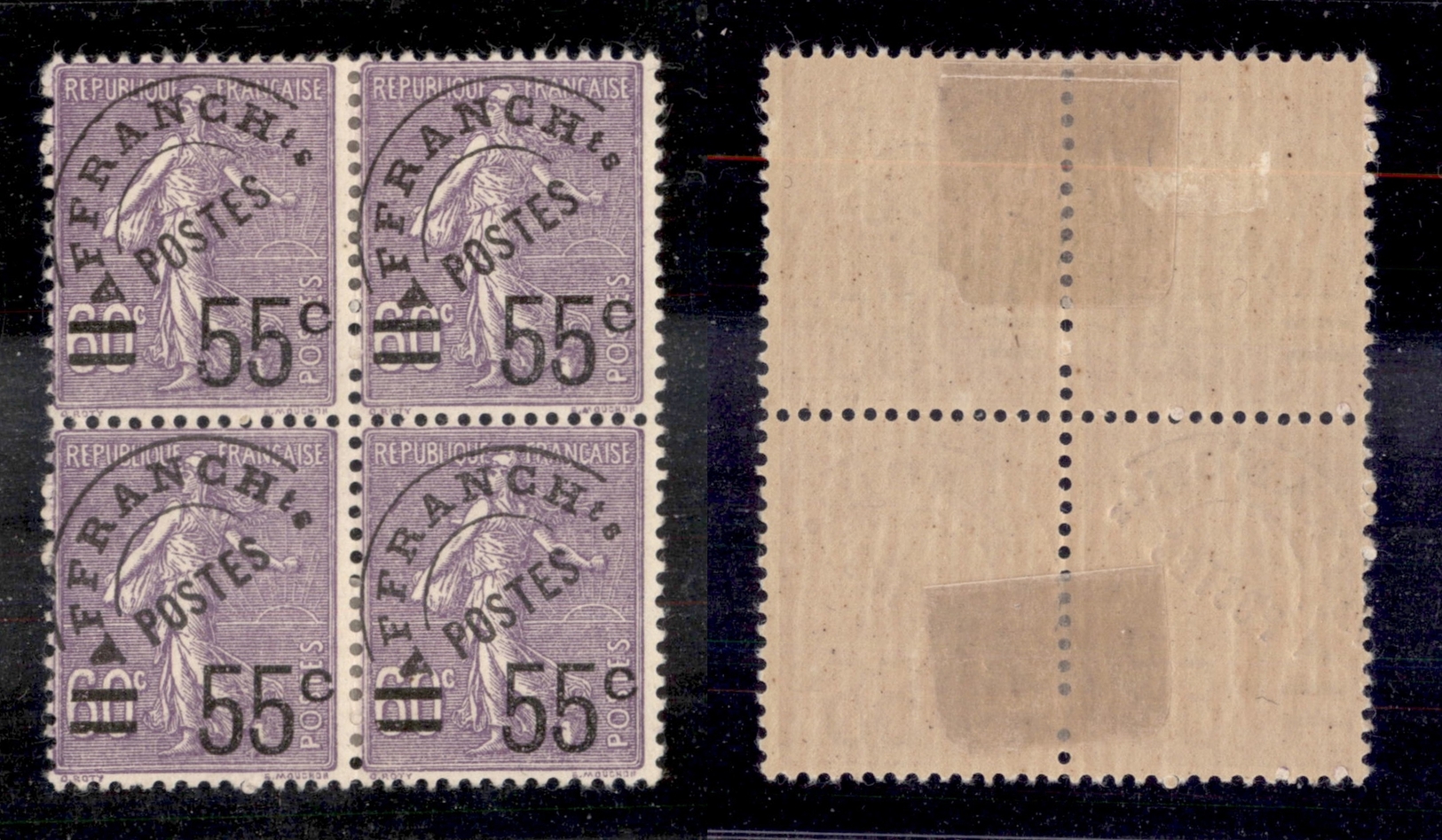 0283 FRANCIA - 1926 – 55 Cent Su 60 Cent Affrancht (Unif. 199) – Quartina (960) - Otros & Sin Clasificación