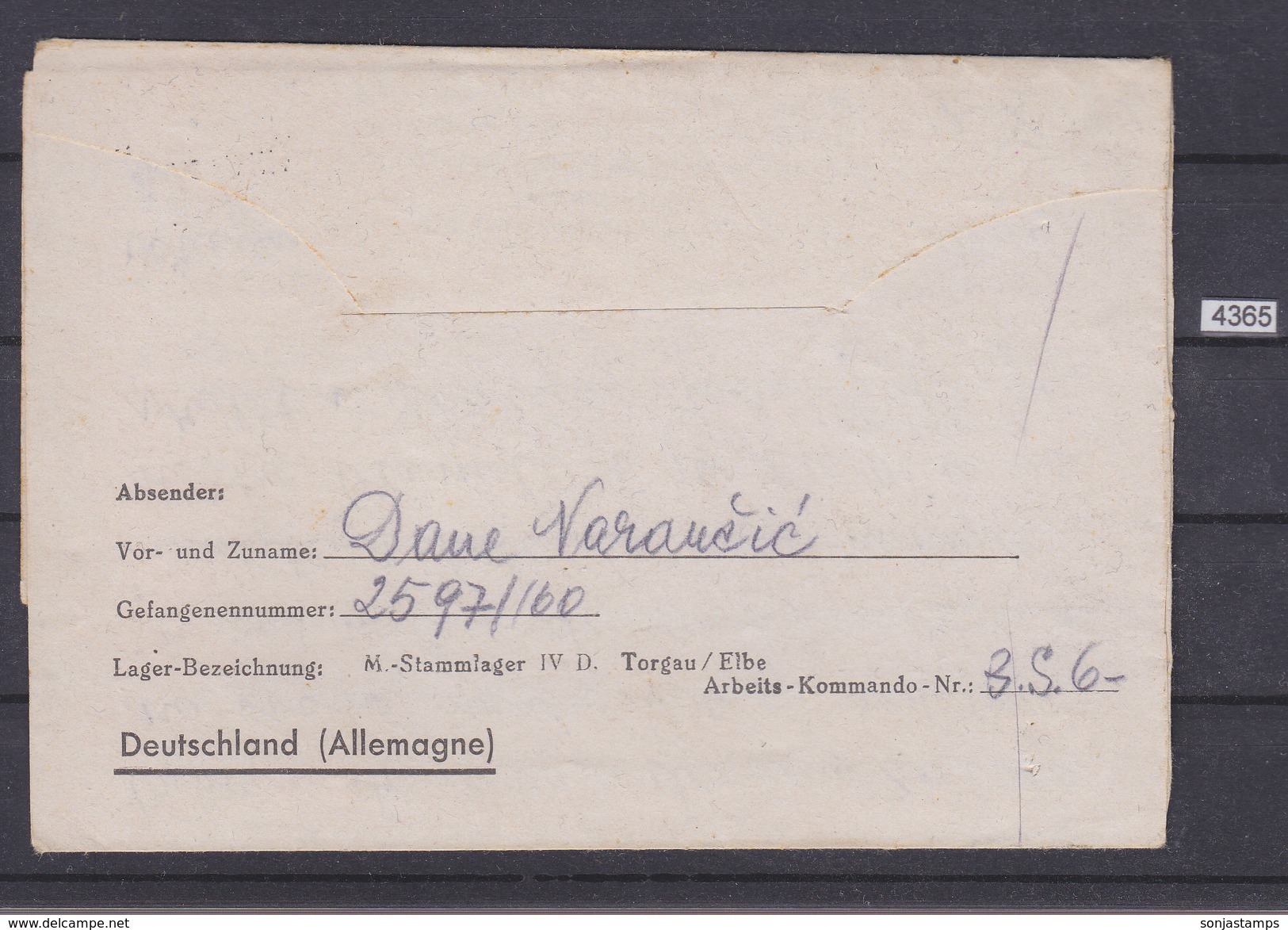 GERMANY 1943, POW MAIL, STALAG IV D ( 4 D), TO OKUČANI, CROATIA, CENSOR CANCEL FRONT SIDE, WW2, NAZI ERA, See Scans - Briefe U. Dokumente