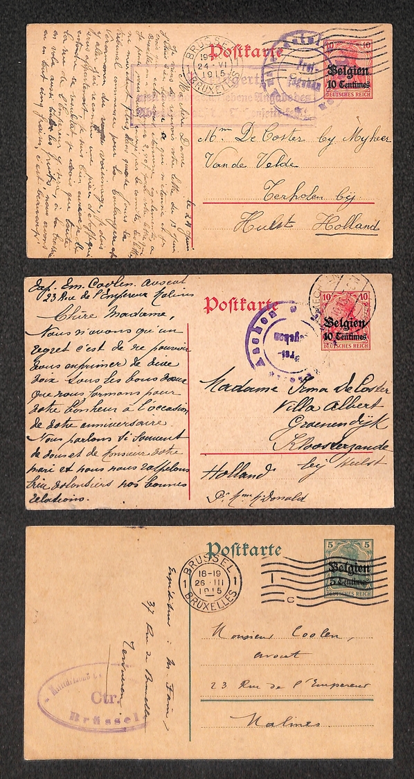 0384 GERMANIA - Occupazione Del Belgio - Tre Interi Postali Soprastampati – Da Esaminare - Other & Unclassified