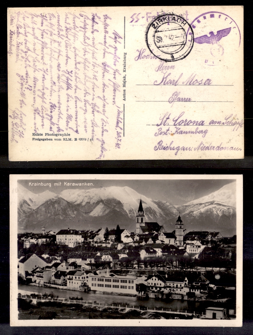 0387 GERMANIA - SS Feldpost (lineare) – Cartolina In Franchigia Da Zirklach A St. Corona Del 30.7.42 - Otros & Sin Clasificación