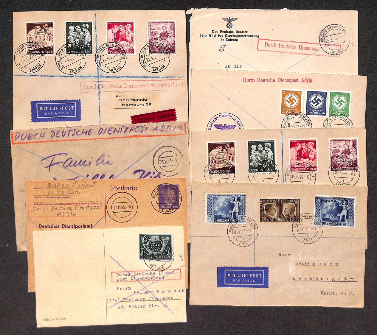0393 GERMANIA - Alpenvorland – 1943/1944 – 6 Buste + 2 Cartoline Del Periodo – Da Esaminare - Otros & Sin Clasificación