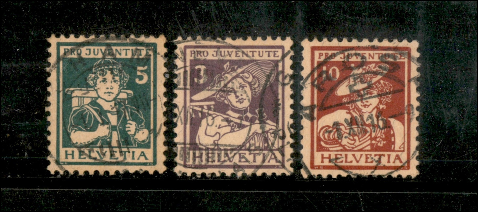 0590 SVIZZERA - 1916 – Pro Juventute (Unif. 130/132) – Serie Completa Usata - Otros & Sin Clasificación