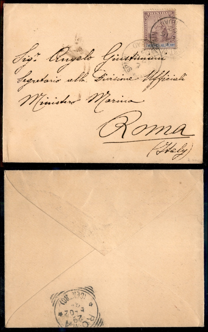 0608 TRINIDAD - 12 ½ Pence (Unif. 39) – Busta Da Port Of Spain Per Roma Del 15.4.02 - Otros & Sin Clasificación