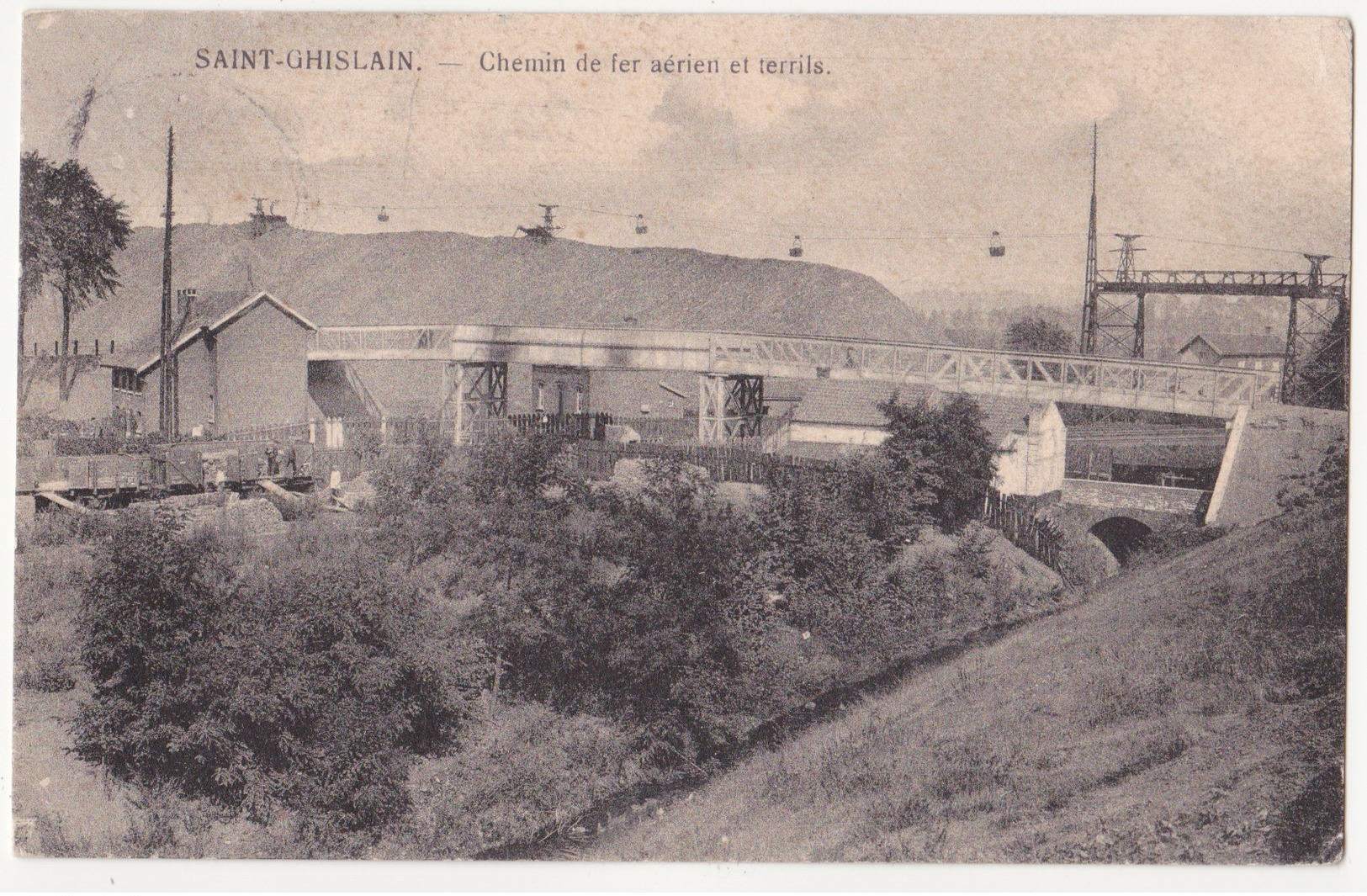 Saint-Ghislain: Chemin De Fer Aérien Et Terrils. (Erster Weltkrieg, 1916) - Saint-Ghislain