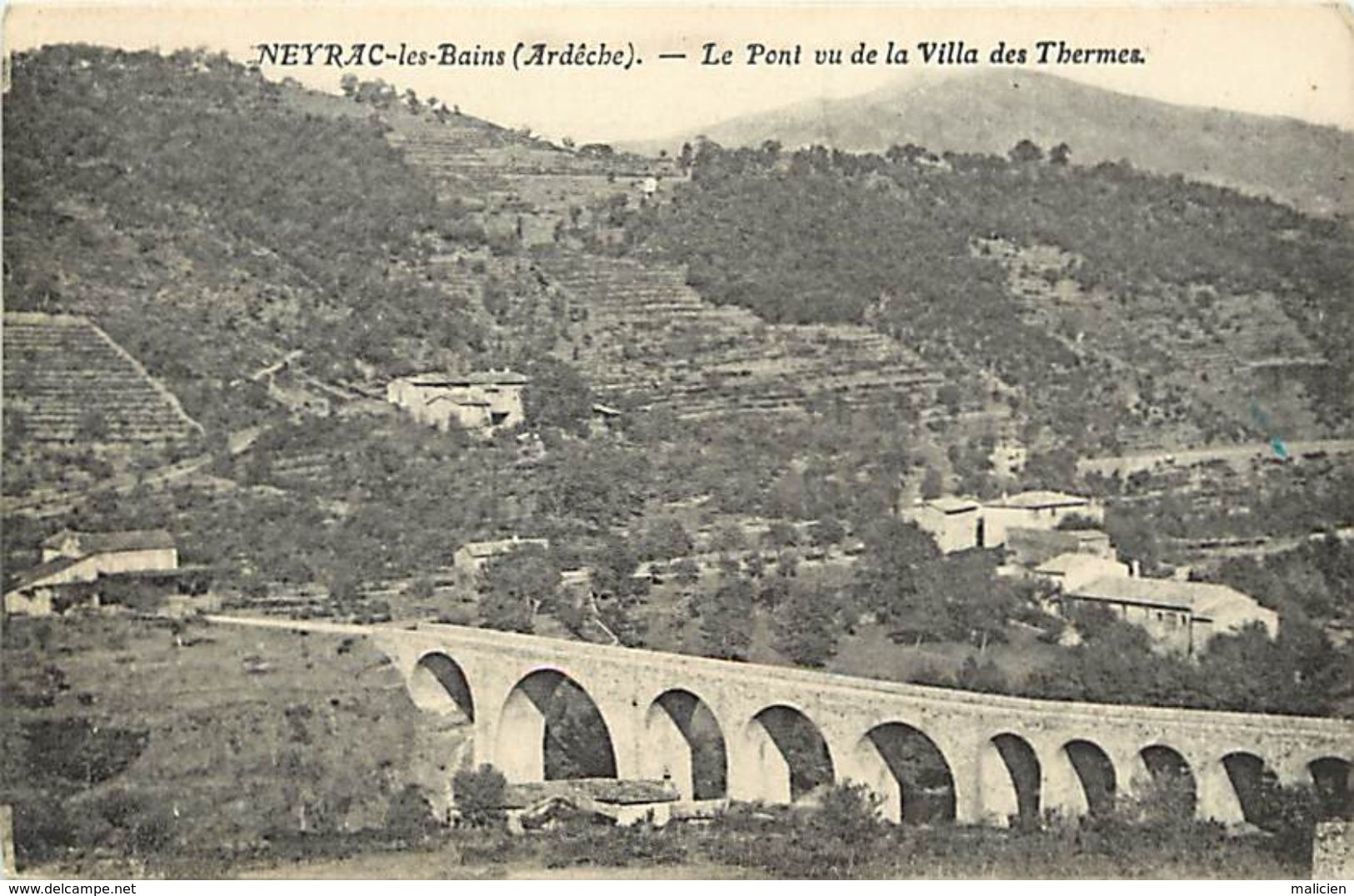 - Dpts Div.-ref-WW16 - Ardeche - Neyrac Les Bains - Le Pont Vu De La Villa Des Thermes - Ponts - Carte Bon Etat - - Autres & Non Classés