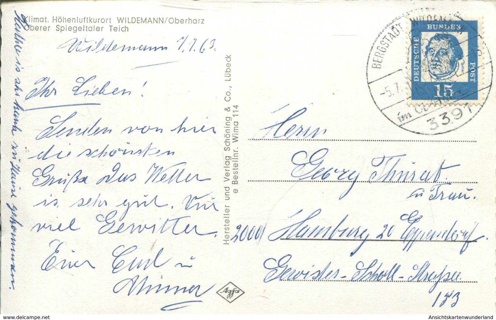 Klimat. Höhenluftkurort Wildemann - Oberer Spiegeltaler Teich 1963 (002425) - Clausthal-Zellerfeld