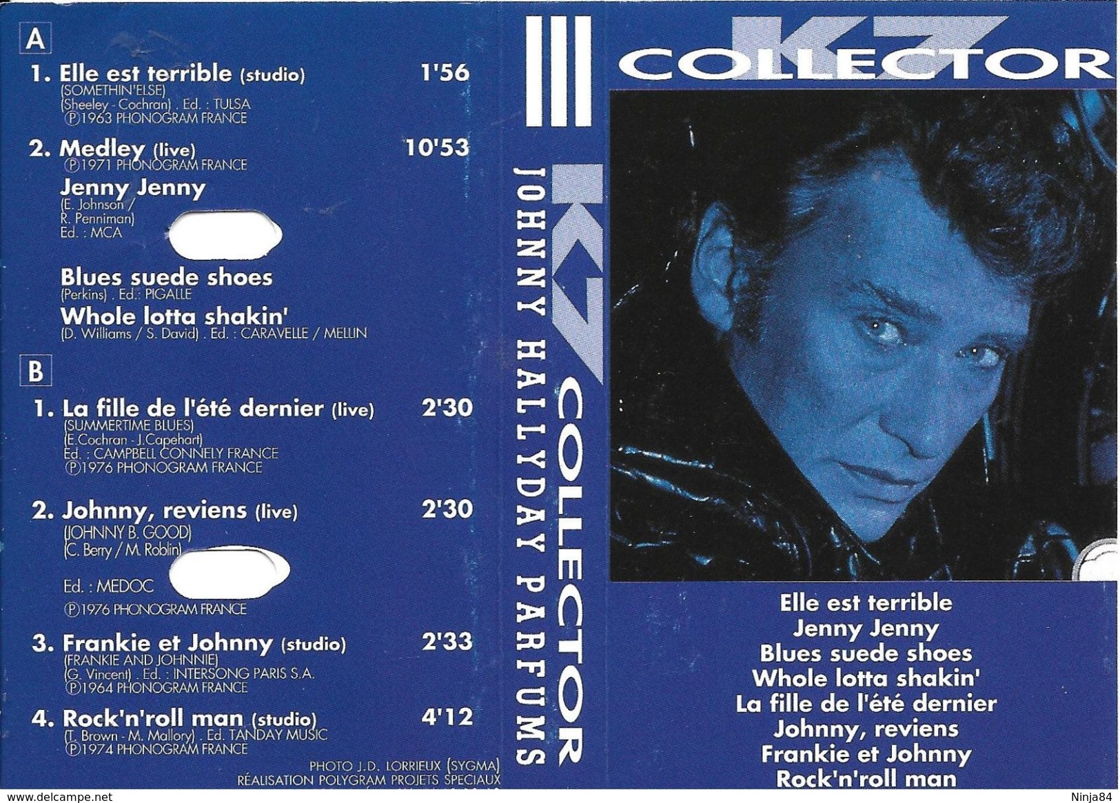 K7 AUDIO Johnny Hallyday / Perkins / Cochran / Berry / Vincent / Mallory " Parfums / K7 Collector " Promo Europe - Audiocassette