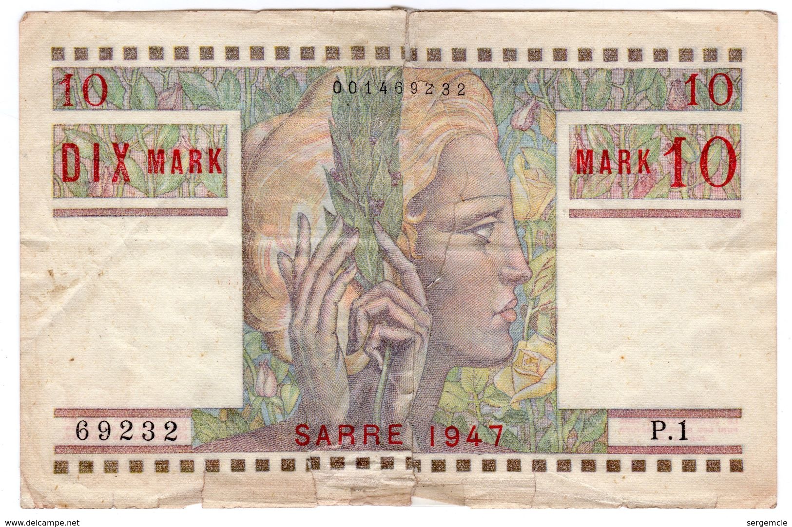 RARE BILLET DE 10 MARK POUR LA SARRE  EMISSION DE 1947 Alphabet C 4 - 1947 Sarre