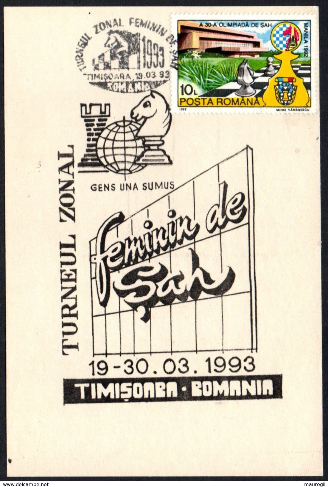 CHESS - ROMANIA TIMISOARA 1993 - WOMEN ZONAL TOURNAMENT - Scacchi