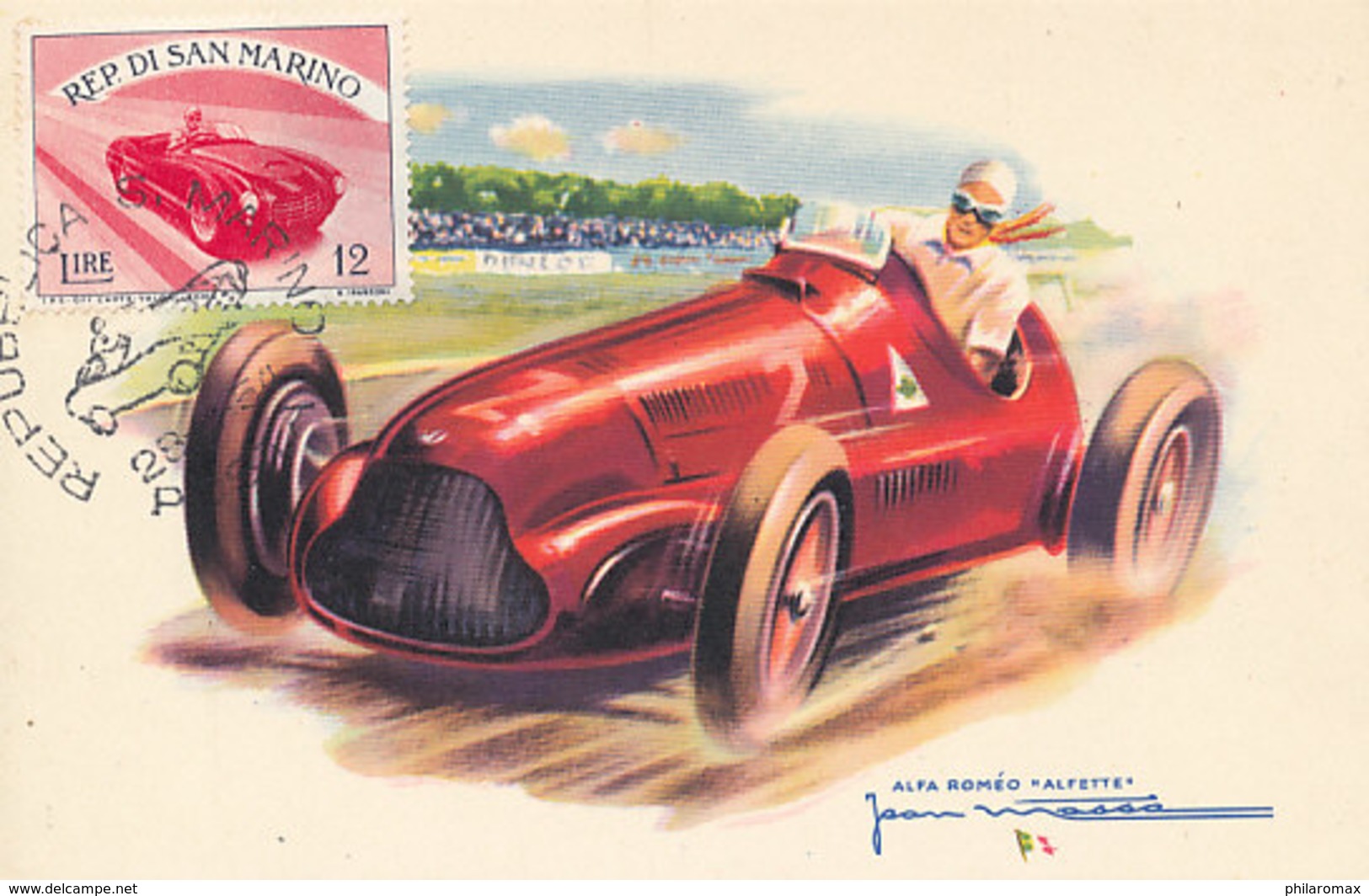 D32016 CARTE MAXIMUM CARD TRIPLE RR 1954 SAN MARINO - RACING CAR CP VINTAGE ORIGINAL - Automobile