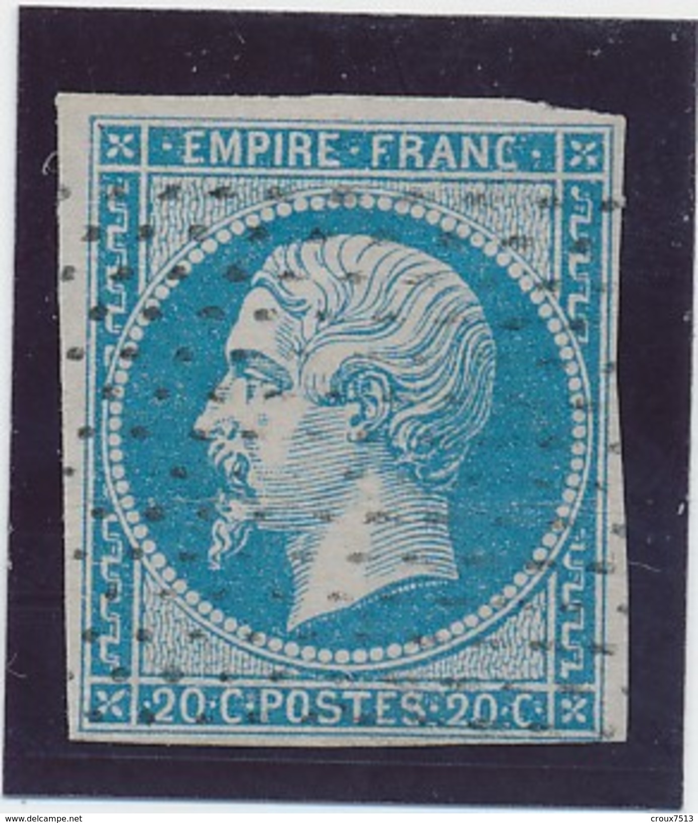 20 C N° 14 Bleu Obl Rouleau De Pointillés Fins B. - 1853-1860 Napoléon III.