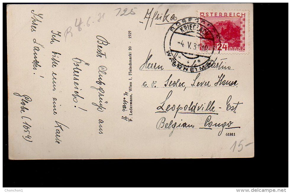 CONGO - Incoming Mail - AUTRICHE VERS LEOPOLDVILLE 1931  - DD9 - Storia Postale