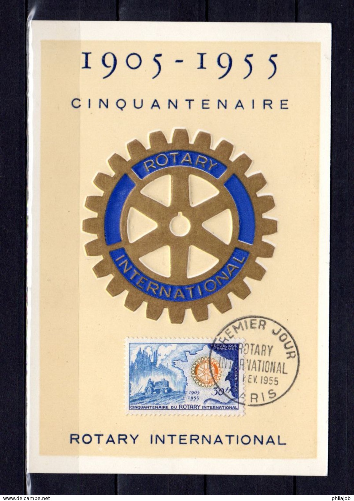 FRANCE 1955 : " 50 ANS DU ROTARY INTERNATIONAL " Sur Carte Maximum EN RELIEF . N° YT 1009. TB état. CM - 1950-1959