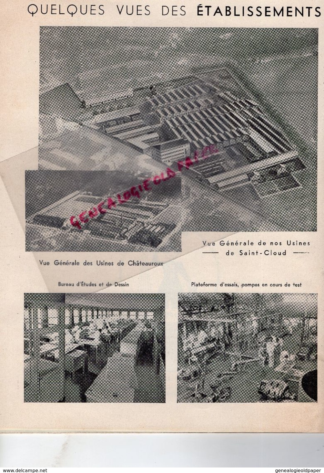 92- ST SAINT CLOUD- PARIS-RARE CATALOGUE POMPES GUINARD- 1951- VUE GENERALE USINES DE CHATEAUROUX 36- AGRICULTURE - Historical Documents