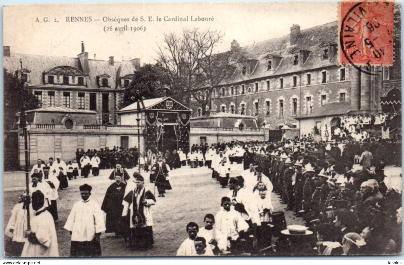 35 - RENNES --  Obséques De S. E. Le Cardinal Labouré 26 Avril 1906 - Rennes